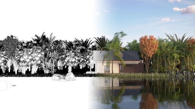 A split image showing two contrasting scenarios: on one side, a modern, well-maintained house with a 
