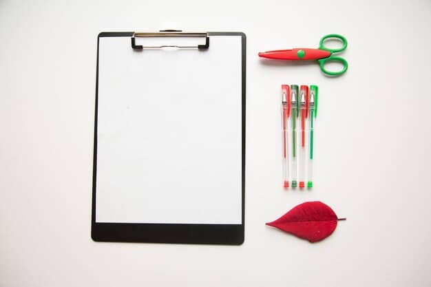 A checklist on a clipboard with items such as 