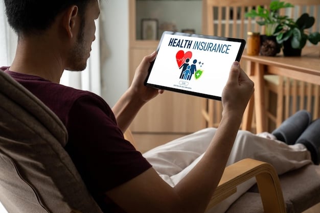 A person using a tablet to compare different health insurance plans and their associated costs, such as premiums, deductibles, and copays. The scene should emphasize the importance of informed decision-making in healthcare.