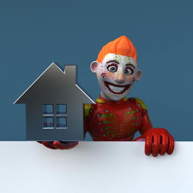 A digital illustration of a person happily holding a set of house keys, with a small, stylized house in the background and confetti raining down, symbolizing the joy of becoming a homeowner.