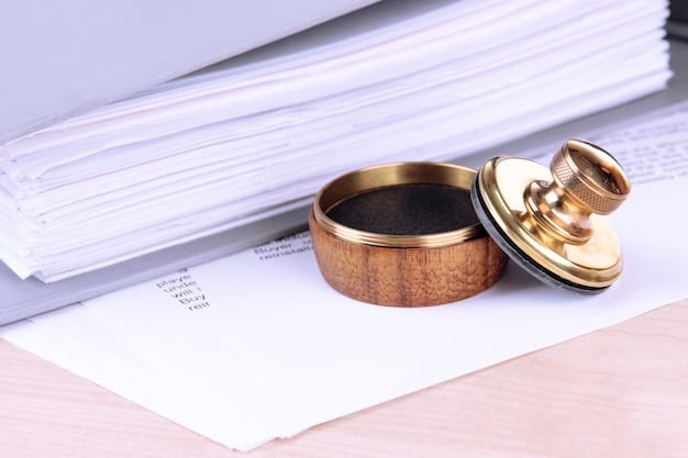 A gavel resting on a stack of financial documents, symbolizing decisions made by the Federal Reserve.