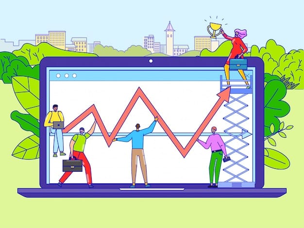 A graph showing the increasing percentage of remote workers from 2020 to 2025, with a projected 15% increase highlighted. The graph also includes labels indicating the primary reasons for this increase, such as technological advancements, employee preferences, and cost savings.