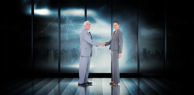A visual representation of a strong handshake between two business partners, symbolizing a collaborative and trusting relationship. The background features interconnected gears, representing the smooth operation of a supply chain.